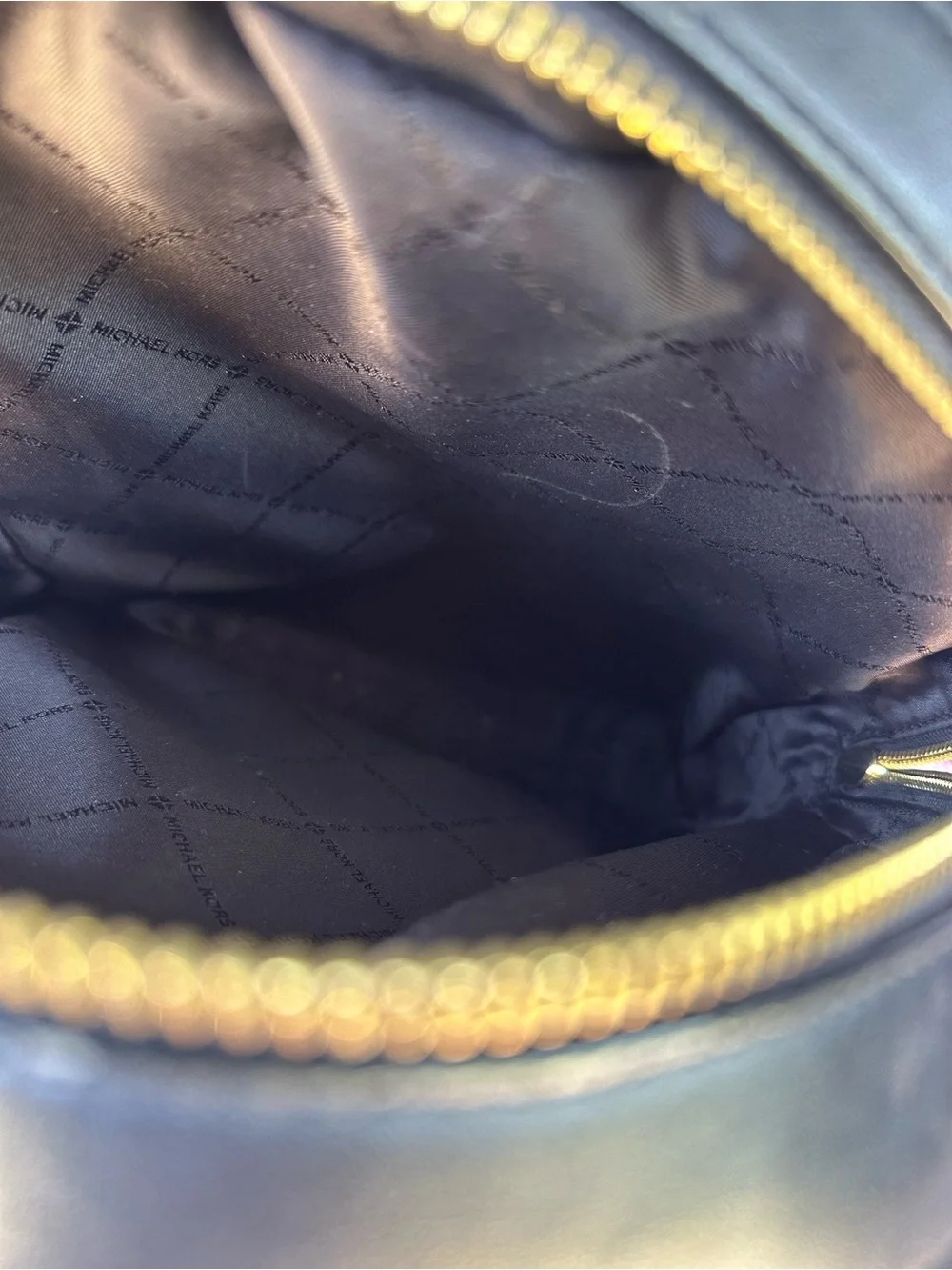 MICHAEL KORS Black Pebbled Leather Medium Backpack with Gold Hardware